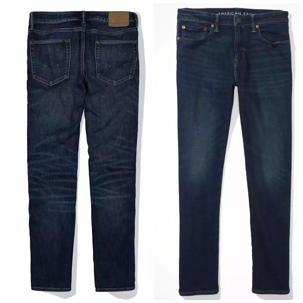 COPY - AE Airflex Slim Straight Leg Jeans Blue Size 33W 34L - Picture 5 of 7